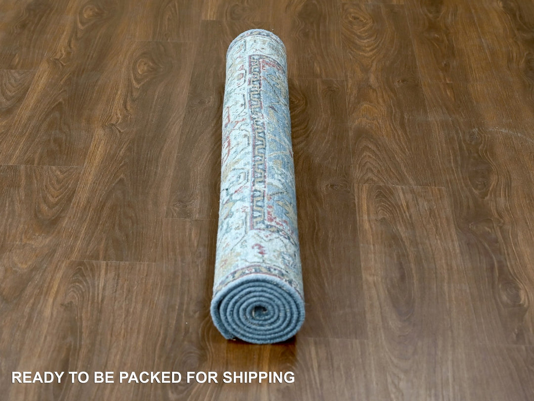 4'0" x 5'9" New Hand Knotted Blue Wool Rectangle Oriental Rug - MOA10210035