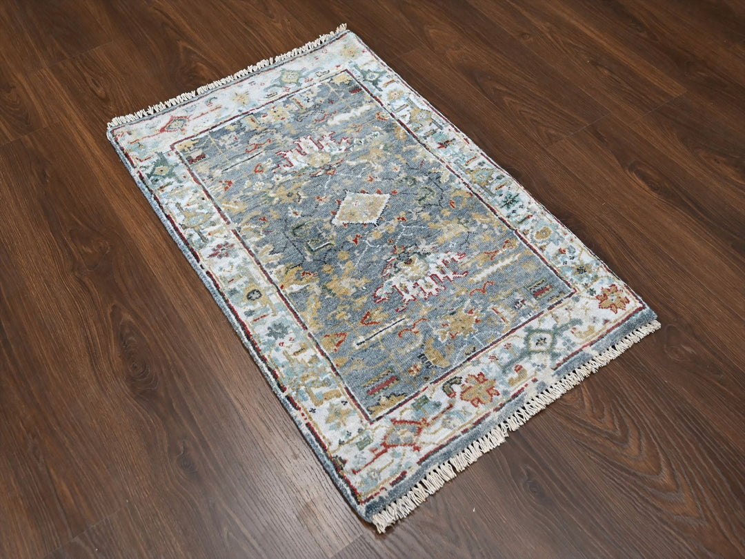 2'0" x 3'0" New Hand Knotted Blue Wool Rectangle Oriental Rug - MOA10210037