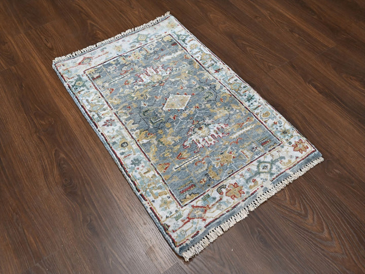 2'0" x 3'0" New Hand Knotted Blue Wool Rectangle Oriental Rug - MOA10210037