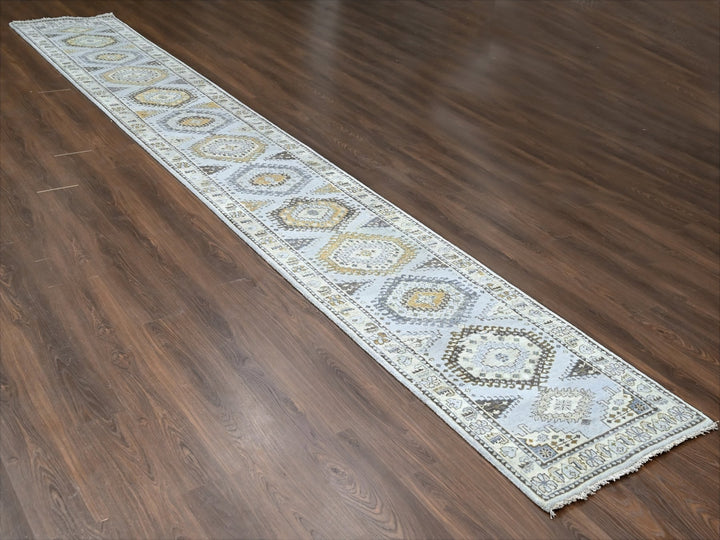 2'9" x 18'0" New Hand Knotted Grey Wool Runner Oriental Rug - MOA10210039