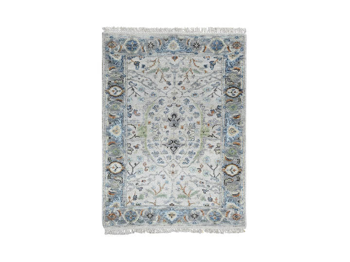 2'0" x 3'0" New Hand Knotted Grey Wool Rectangle Oriental Rug - MOA10210044