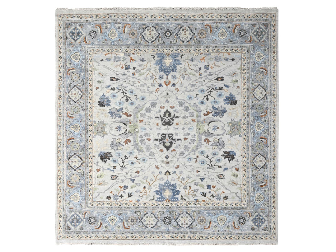 9'10" x 9'9" New Hand Knotted Grey Wool Square Oriental Rug - MOA10210047