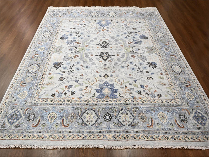 9'10" x 9'9" New Hand Knotted Grey Wool Square Oriental Rug - MOA10210047