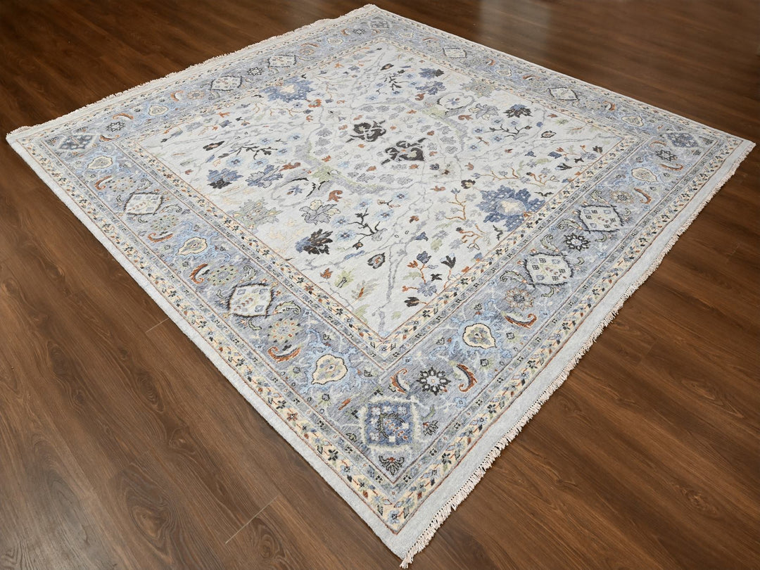 9'10" x 9'9" New Hand Knotted Grey Wool Square Oriental Rug - MOA10210047