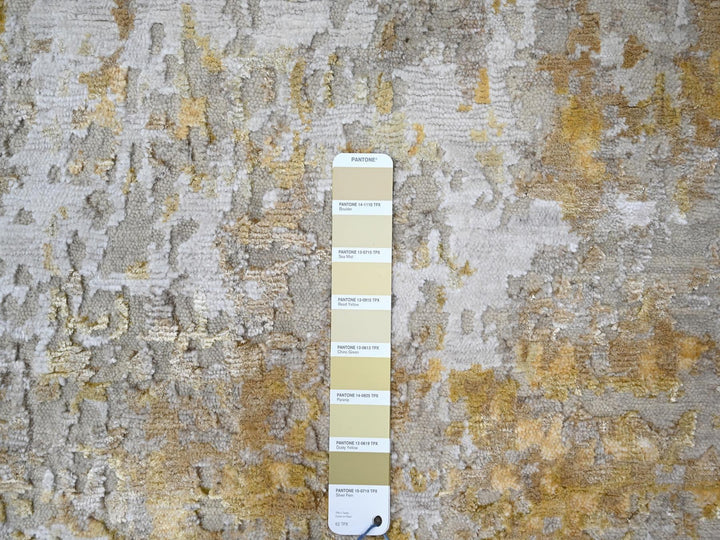 4'0" x 5'9" New Hand Knotted Beige Wool & Silk Rectangle Oriental Rug - MOA10210055