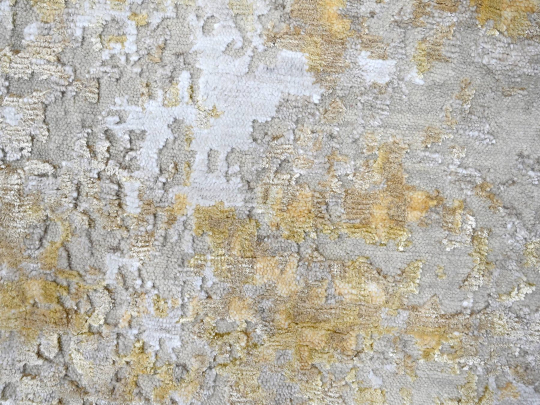 4'0" x 5'9" New Hand Knotted Beige Wool & Silk Rectangle Oriental Rug - MOA10210055