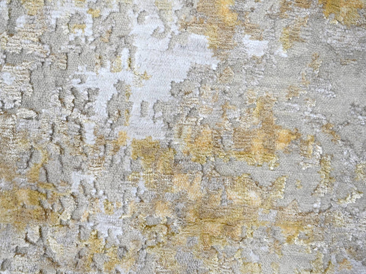 4'0" x 5'9" New Hand Knotted Beige Wool & Silk Rectangle Oriental Rug - MOA10210055