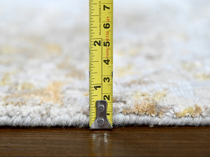 4'0" x 5'9" New Hand Knotted Beige Wool & Silk Rectangle Oriental Rug - MOA10210055