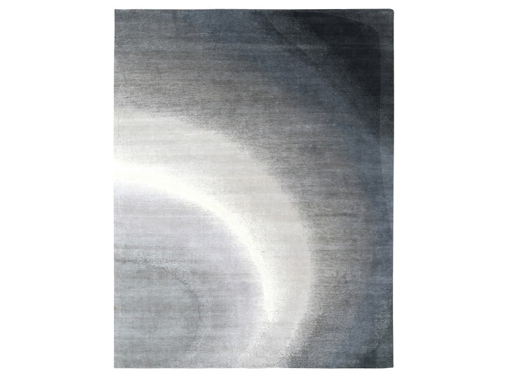 9'0" x 11'10" New Hand Knotted Grey Wool Rectangle Oriental Rug - MOA10210057