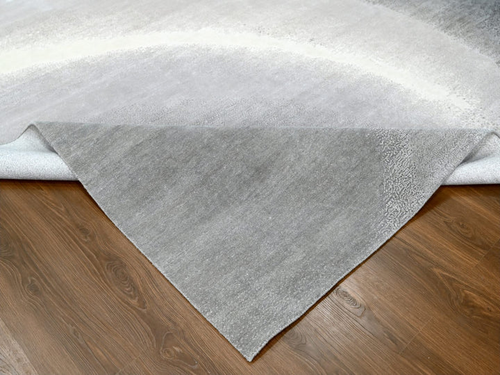 9'0" x 11'10" New Hand Knotted Grey Wool Rectangle Oriental Rug - MOA10210057