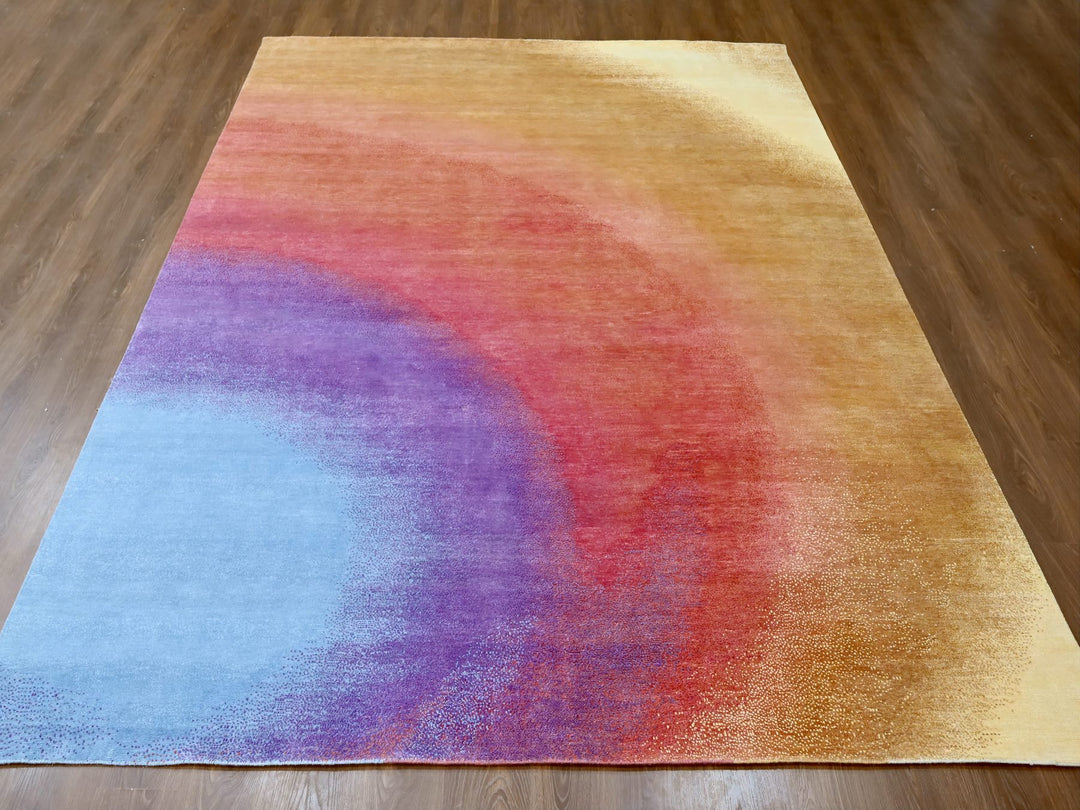 9'0" x 11'10" New Hand Knotted Multicolored Wool Rectangle Oriental Rug - MOA10210058