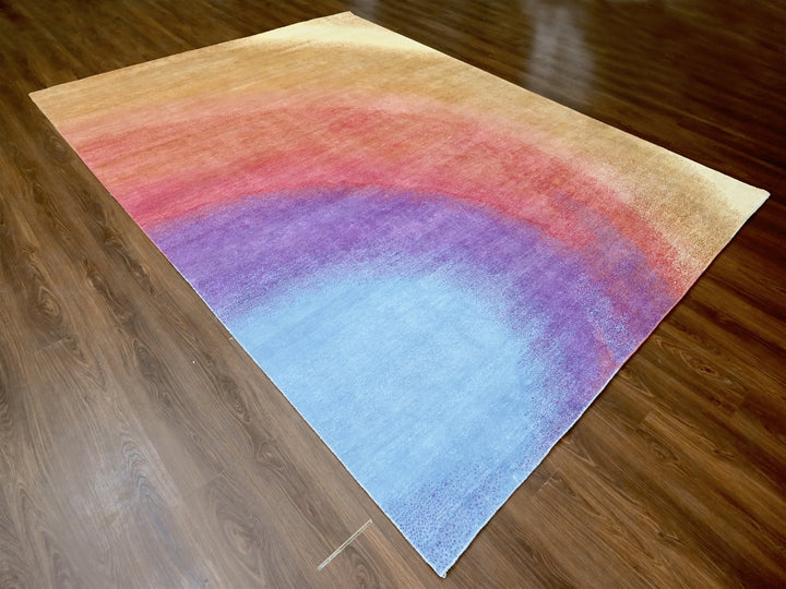 9'0" x 11'10" New Hand Knotted Multicolored Wool Rectangle Oriental Rug - MOA10210058