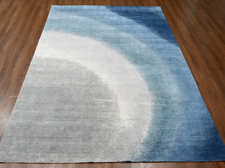 9'0" x 11'10" New Hand Knotted Grey Wool Rectangle Oriental Rug - MOA10210059