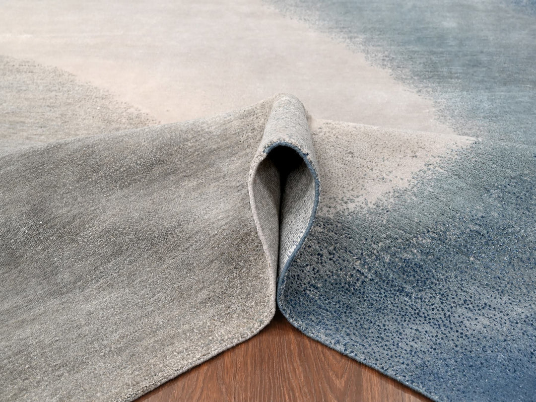 9'0" x 11'10" New Hand Knotted Grey Wool Rectangle Oriental Rug - MOA10210059