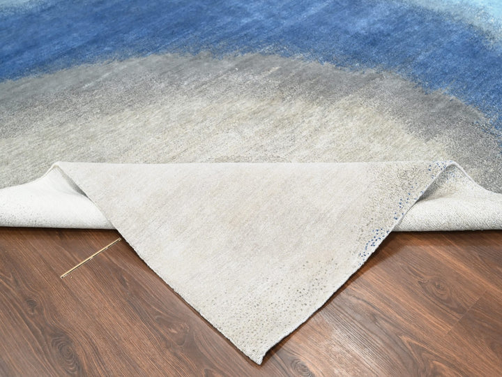 9'0" x 11'10" New Hand Knotted Blue Wool Rectangle Oriental Rug - MOA10210060