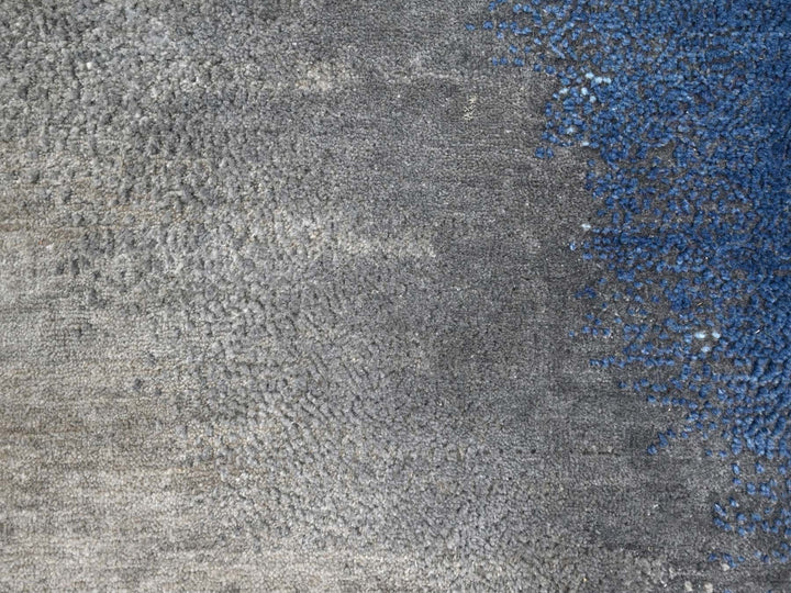 9'0" x 11'10" New Hand Knotted Blue Wool Rectangle Oriental Rug - MOA10210060