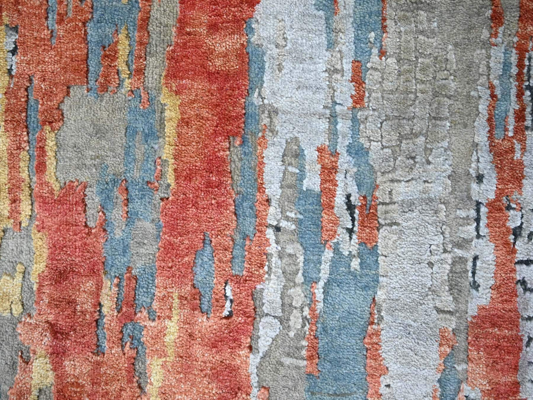 2'5" x 25'8" New Hand Knotted Orange Wool & Silk Runner Oriental Rug - MOA10210064