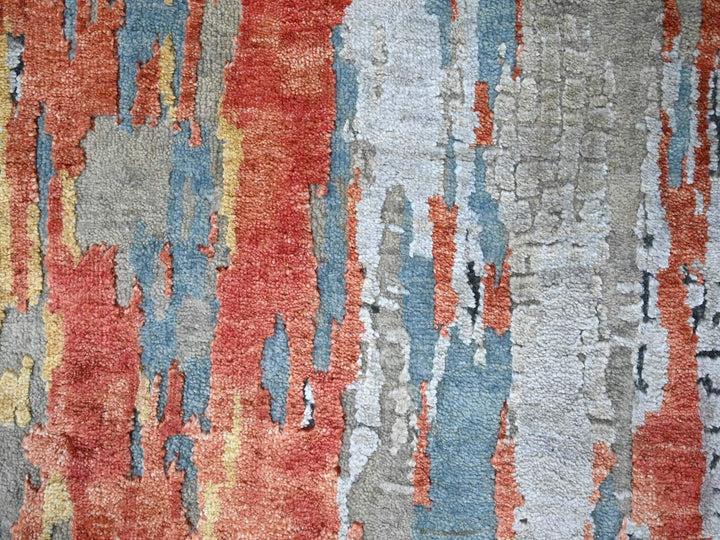 2'5" x 25'8" New Hand Knotted Orange Wool & Silk Runner Oriental Rug - MOA10210064