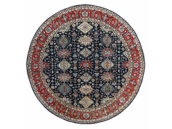 10'0" x 10'0" New Hand Knotted Black Wool Round Oriental Rug - MOA10210065