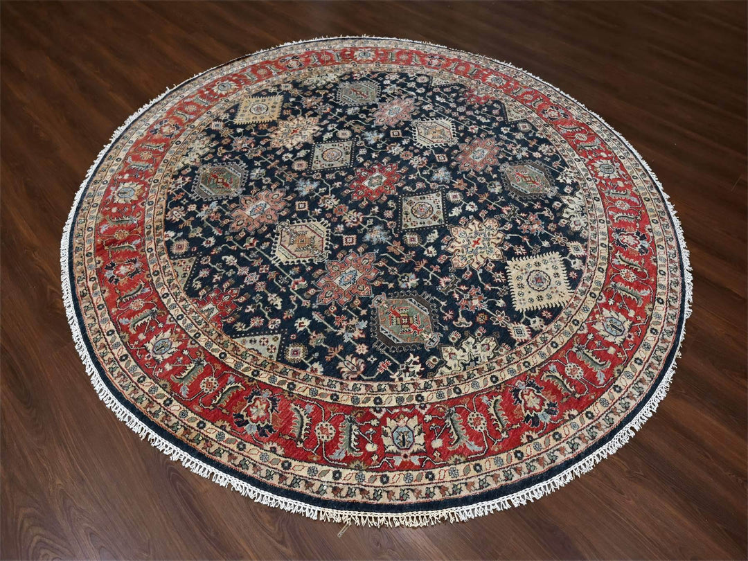 10'0" x 10'0" New Hand Knotted Black Wool Round Oriental Rug - MOA10210065