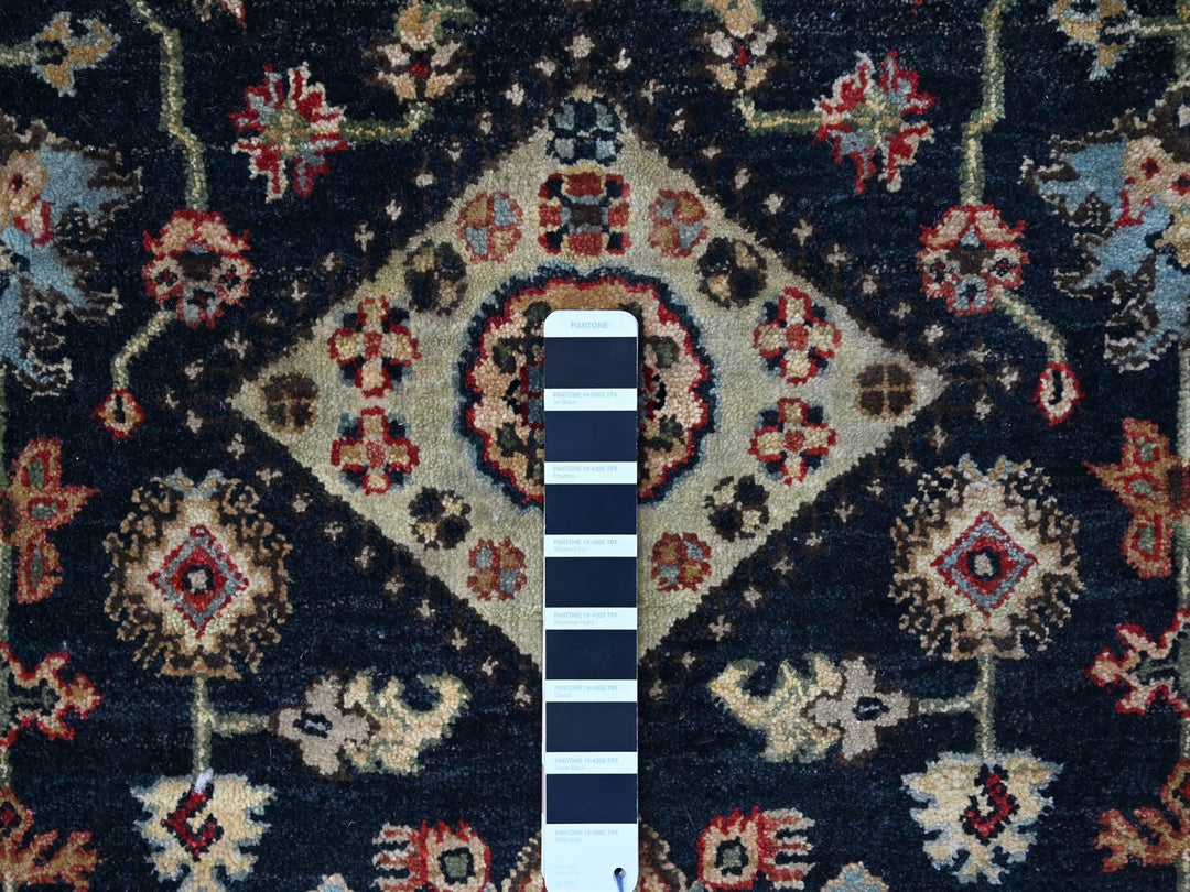 10'0" x 10'0" New Hand Knotted Black Wool Round Oriental Rug - MOA10210065