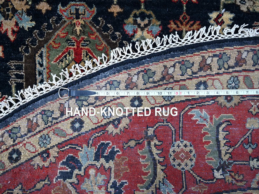 10'0" x 10'0" New Hand Knotted Black Wool Round Oriental Rug - MOA10210065
