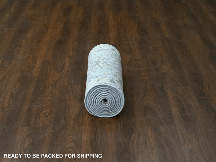 2'9" x 14'0" New Hand Knotted Grey Wool Runner Oriental Rug - MOA10210069