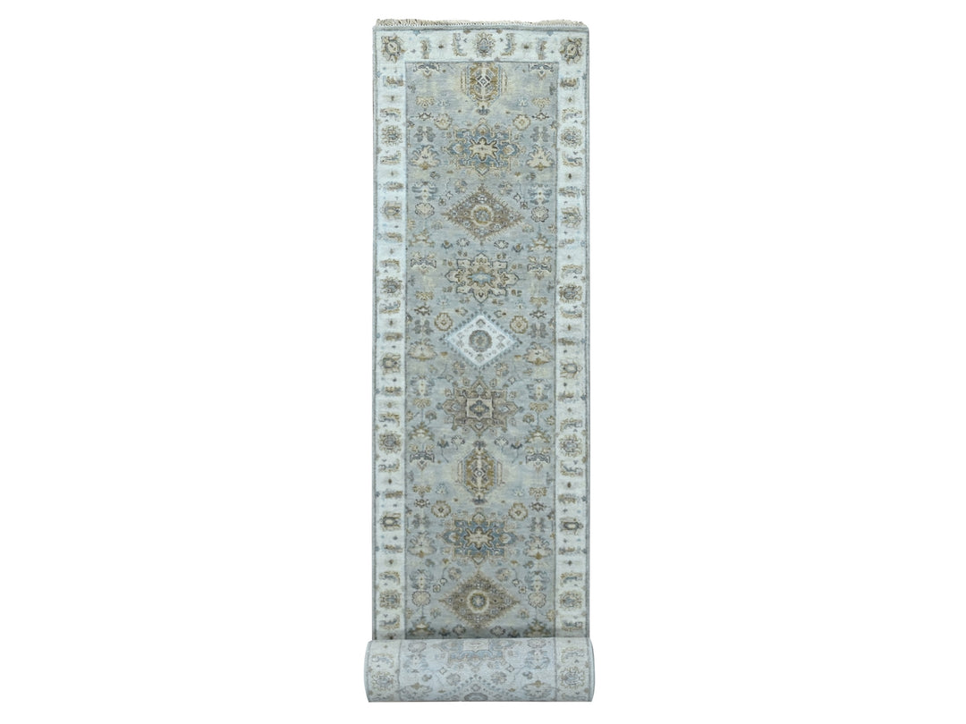2'6" x 18'0" New Hand Knotted Grey Wool Runner Oriental Rug - MOA10210075