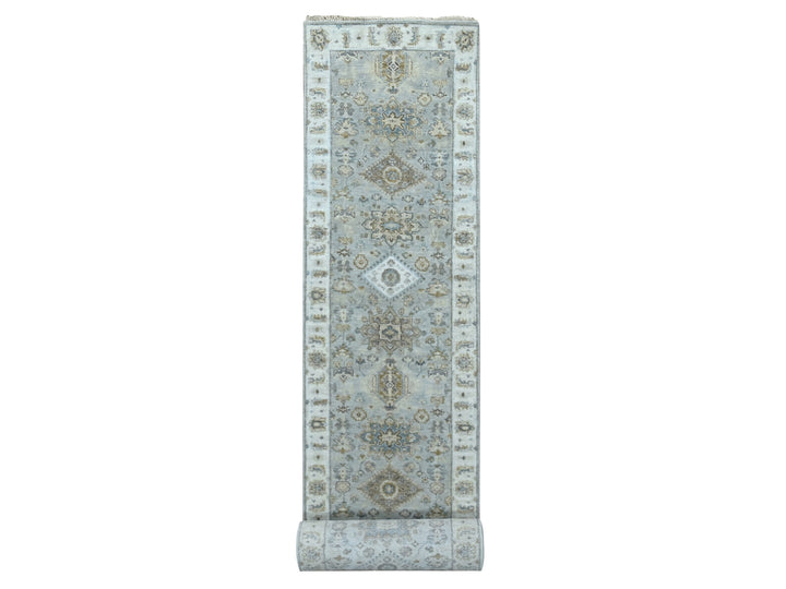 2'6" x 18'0" New Hand Knotted Grey Wool Runner Oriental Rug - MOA10210075