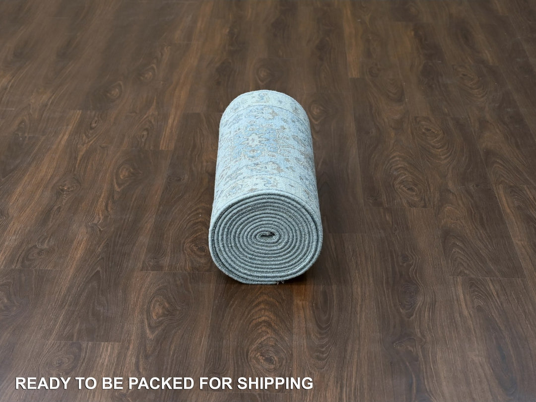 2'6" x 18'0" New Hand Knotted Grey Wool Runner Oriental Rug - MOA10210075