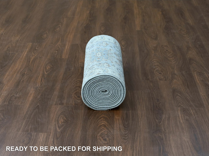 2'6" x 18'0" New Hand Knotted Grey Wool Runner Oriental Rug - MOA10210075