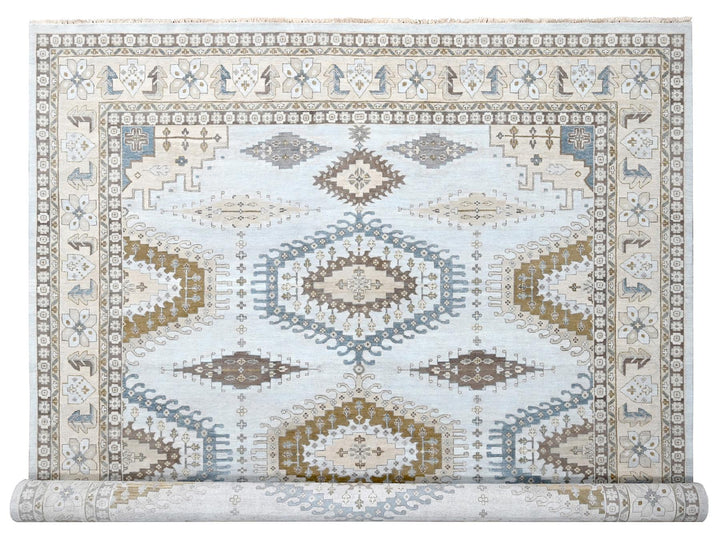 12'0" x 14'8" New Hand Knotted Grey Wool Rectangle Oriental Rug - MOA10210078