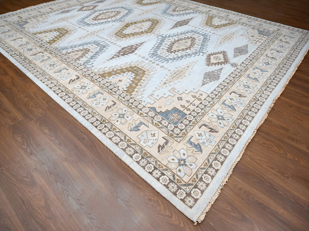 12'0" x 14'8" New Hand Knotted Grey Wool Rectangle Oriental Rug - MOA10210078