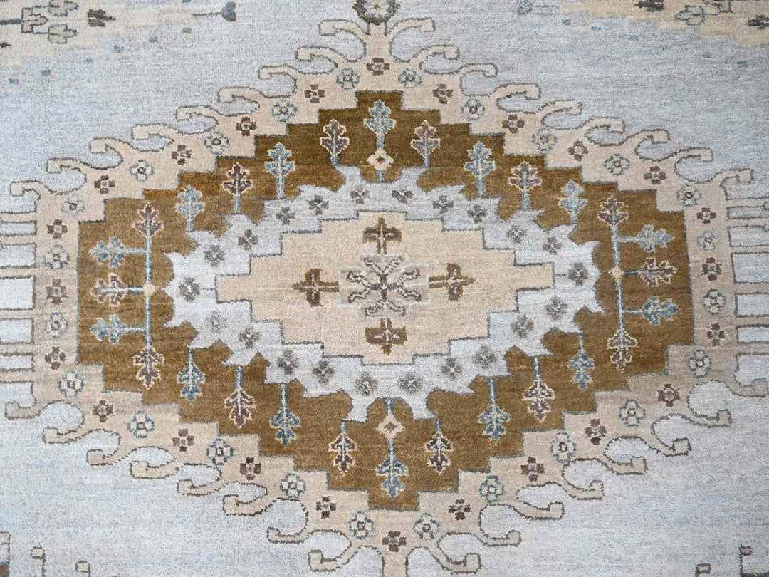 12'0" x 14'8" New Hand Knotted Grey Wool Rectangle Oriental Rug - MOA10210078