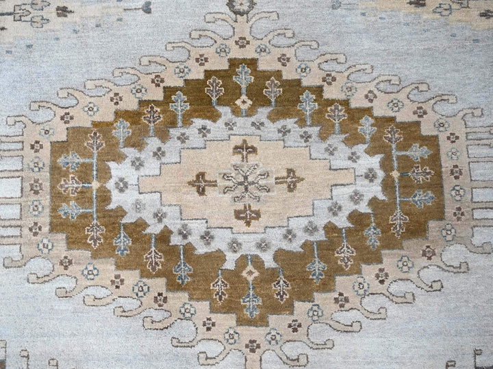 12'0" x 14'8" New Hand Knotted Grey Wool Rectangle Oriental Rug - MOA10210078