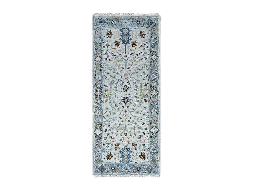 2'7" x 5'9" New Hand Knotted Ivory Wool Runner Oriental Rug - MOA10210081