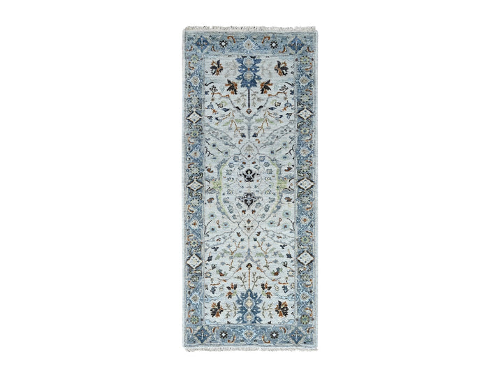 2'7" x 5'9" New Hand Knotted Grey Wool Runner Oriental Rug - MOA10210081