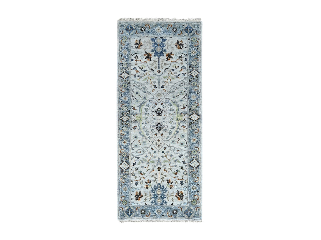 2'6" x 5'9" New Hand Knotted Ivory Wool Runner Oriental Rug - MOA10210082