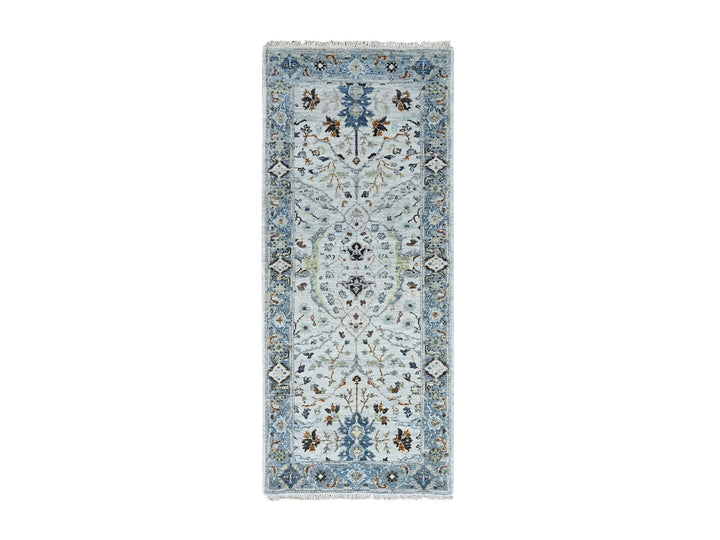 2'6" x 5'9" New Hand Knotted Ivory Wool Runner Oriental Rug - MOA10210082