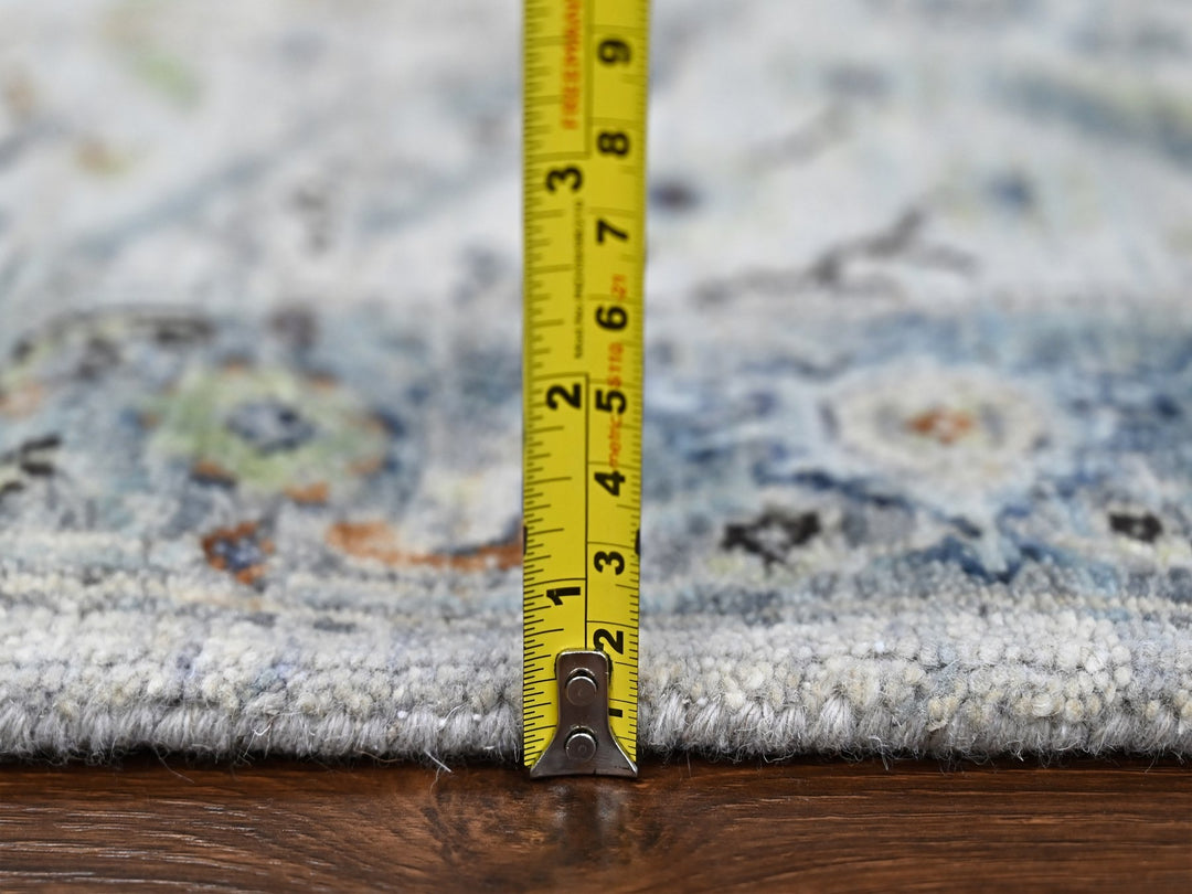 2'6" x 5'9" New Hand Knotted Grey Wool Runner Oriental Rug - MOA10210082