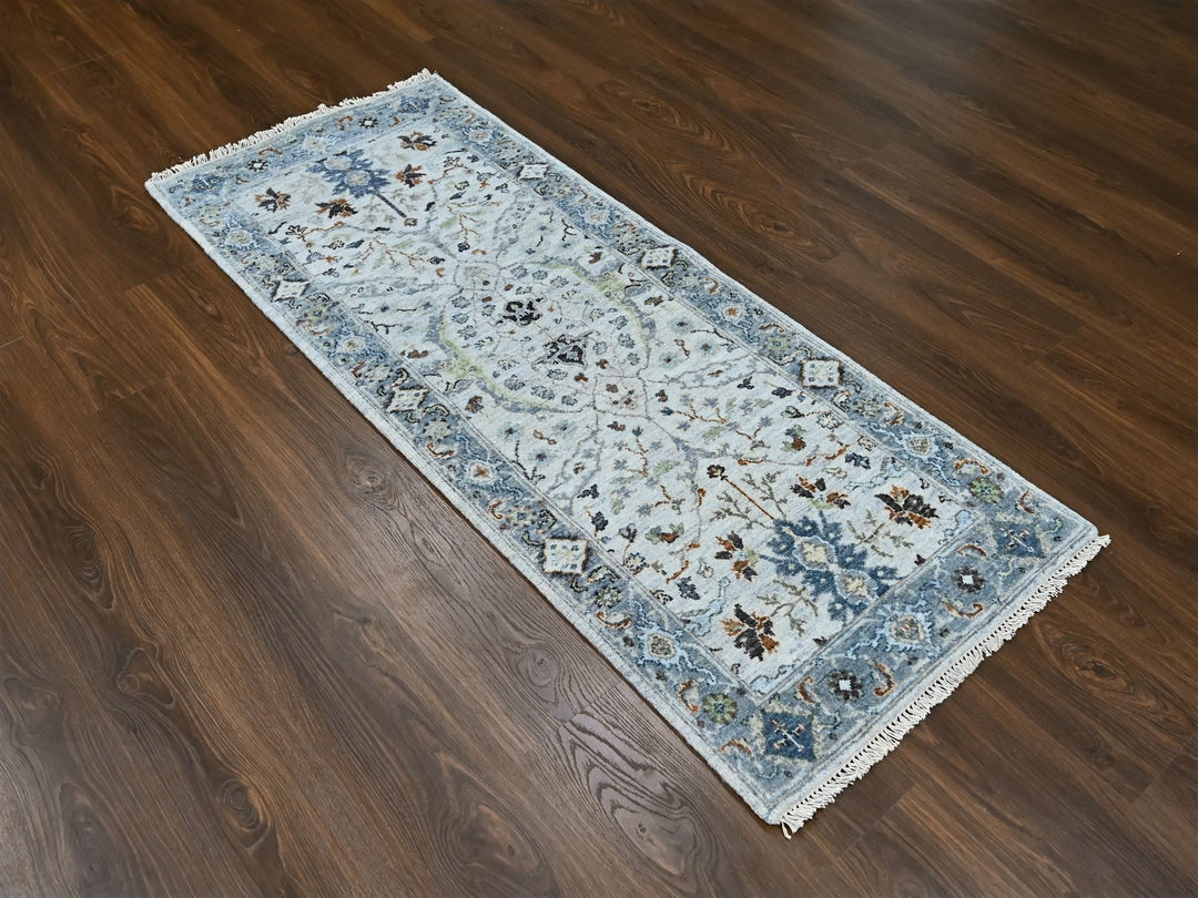 2'5" x 5'10" New Hand Knotted Grey Wool Runner Oriental Rug - MOA10210084