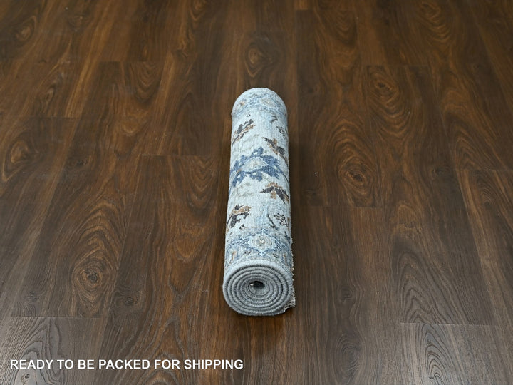 2'5" x 5'10" New Hand Knotted Grey Wool Runner Oriental Rug - MOA10210084