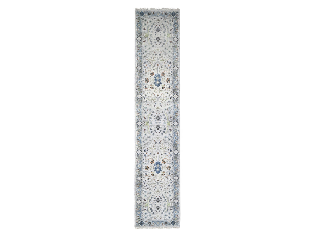 2'6" x 11'9" New Hand Knotted Ivory Wool Runner Oriental Rug - MOA10210086