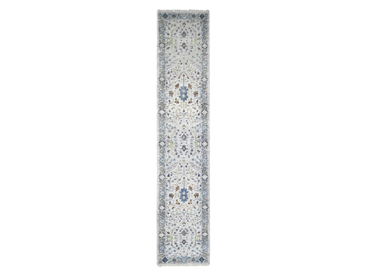 2'6" x 11'9" New Hand Knotted Ivory Wool Runner Oriental Rug - MOA10210086