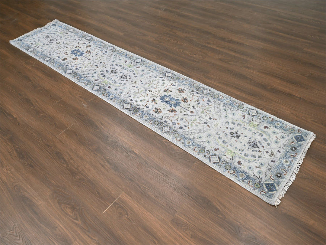 2'6" x 11'9" New Hand Knotted Ivory Wool Runner Oriental Rug - MOA10210086
