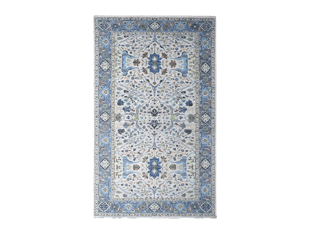 8'0" x 13'9" New Hand Knotted Ivory Wool Rectangle Oriental Rug - MOA10210087
