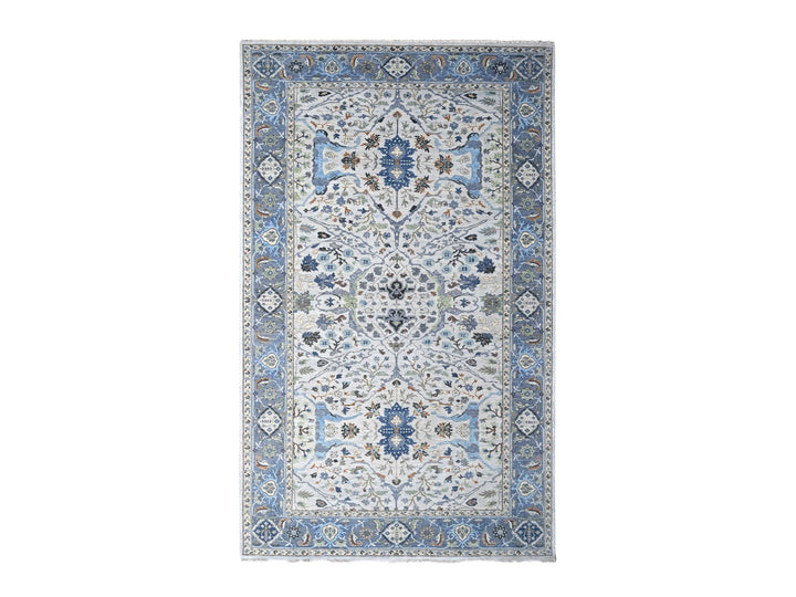 8'0" x 13'9" New Hand Knotted Ivory Wool Rectangle Oriental Rug - MOA10210087
