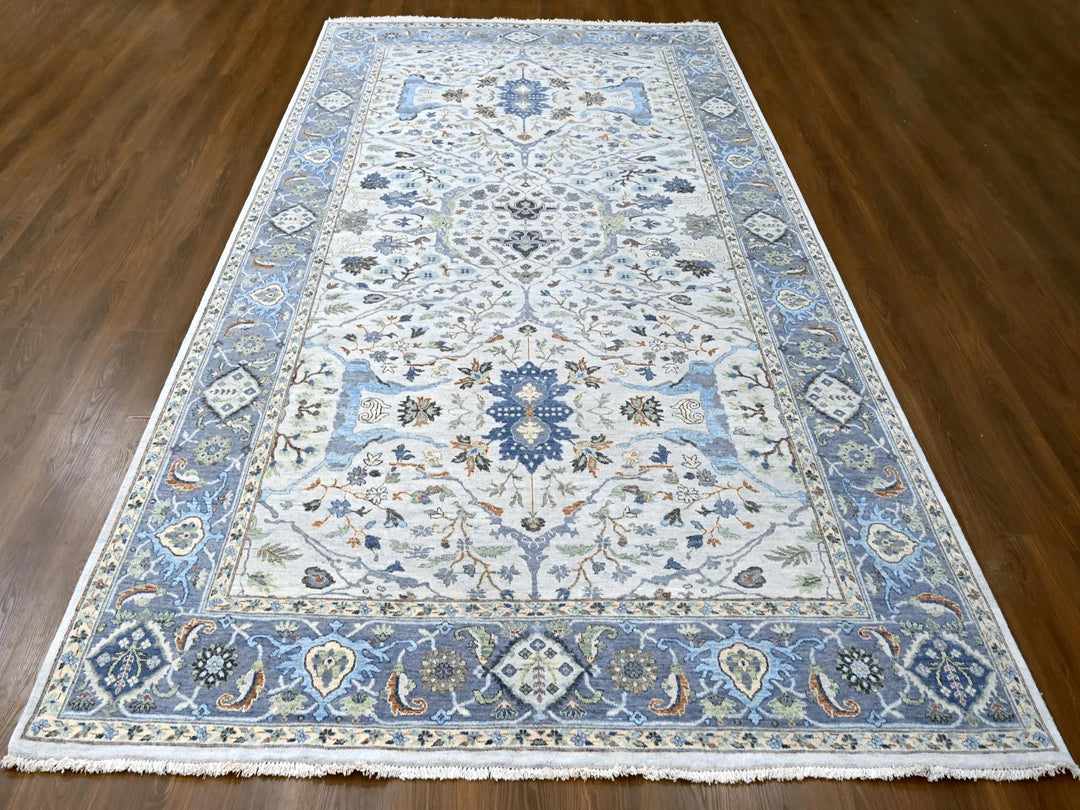 8'0" x 13'9" New Hand Knotted Ivory Wool Rectangle Oriental Rug - MOA10210087