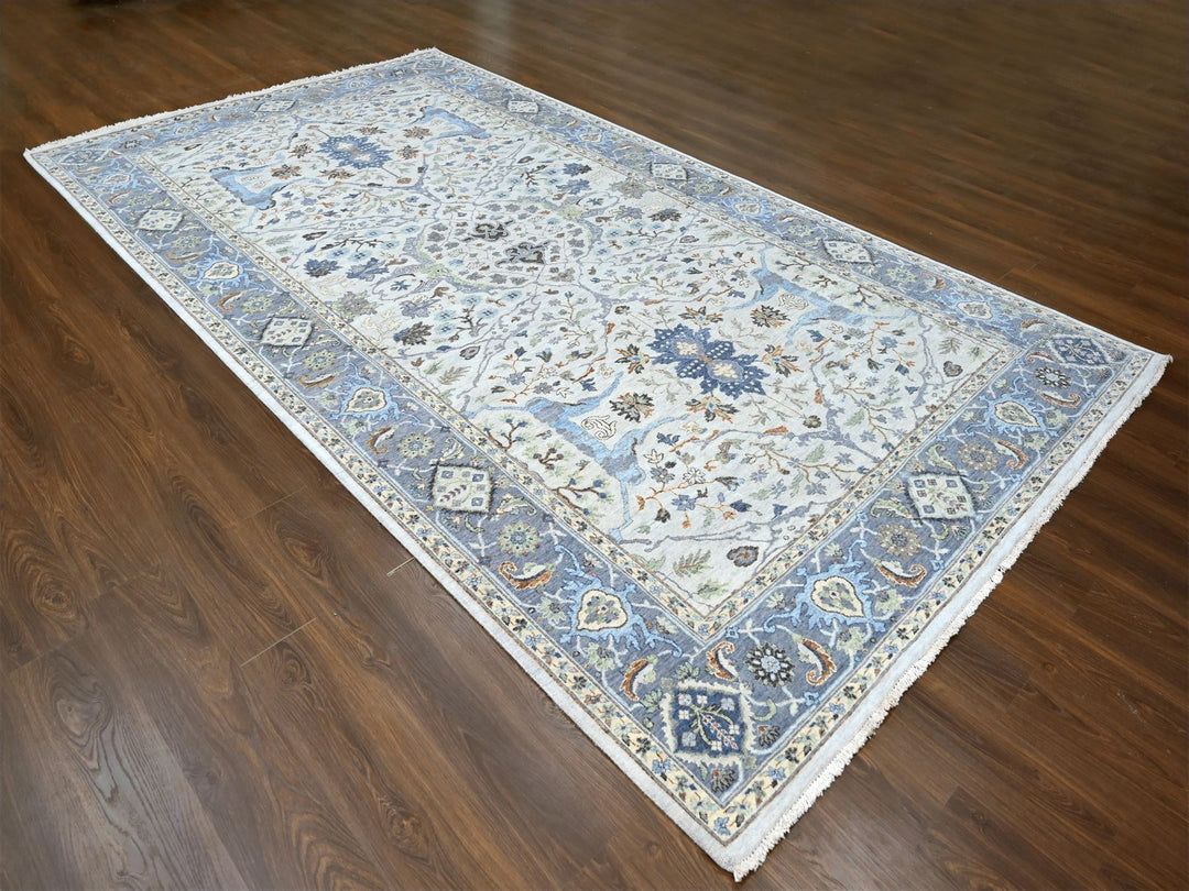 8'0" x 13'9" New Hand Knotted Ivory Wool Rectangle Oriental Rug - MOA10210087