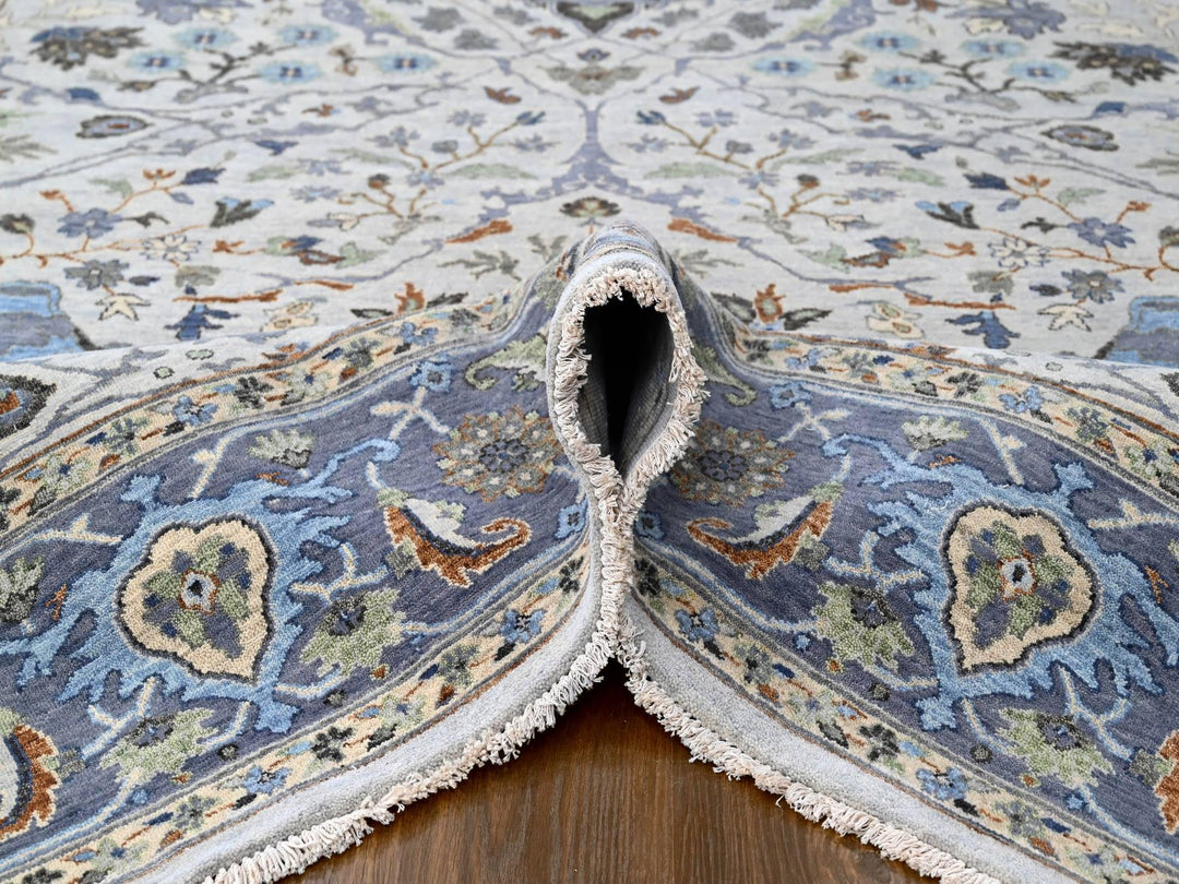8'0" x 13'9" New Hand Knotted Ivory Wool Rectangle Oriental Rug - MOA10210087